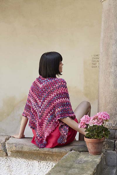 Crocheted triangular shawl